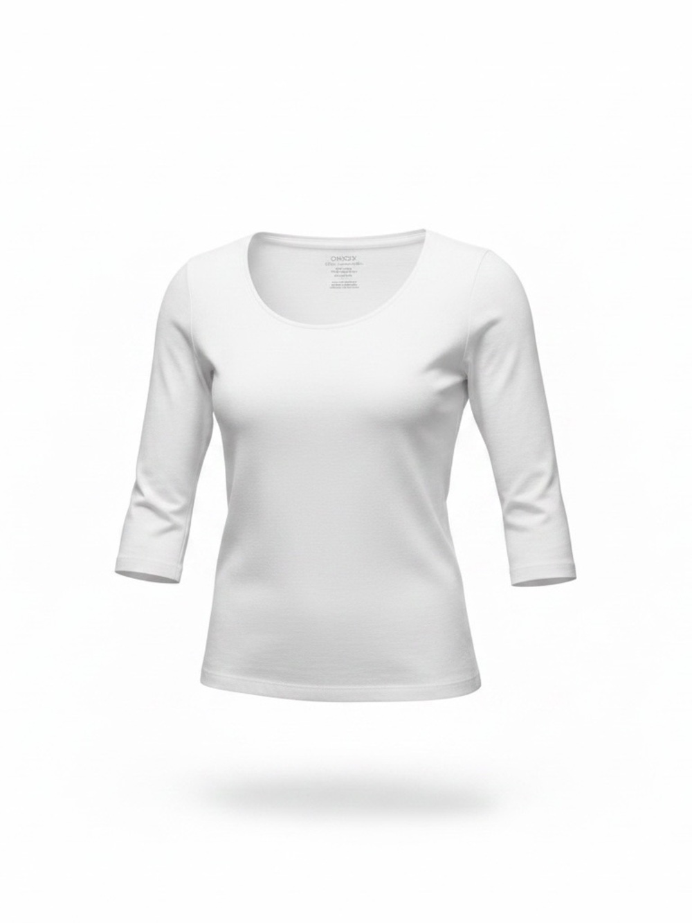 Chico's size 2P White Three-Quarter Sleeve Scoop Neck Tee